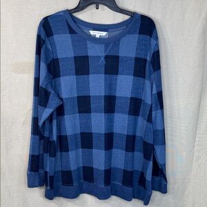 Emily Daniel’s Top Blue Plaid Crewneck in Size 1X  NWT